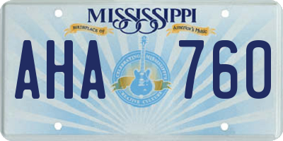 MS license plate AHA760