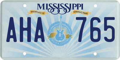 MS license plate AHA765