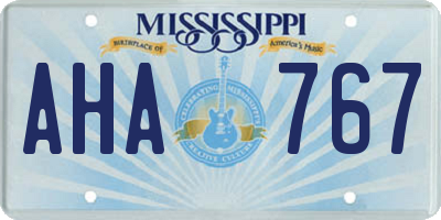 MS license plate AHA767