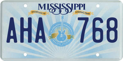 MS license plate AHA768