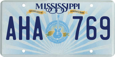 MS license plate AHA769