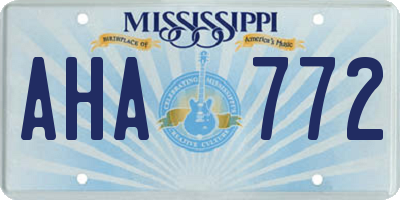 MS license plate AHA772