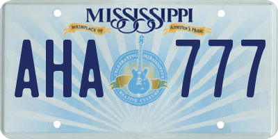 MS license plate AHA777