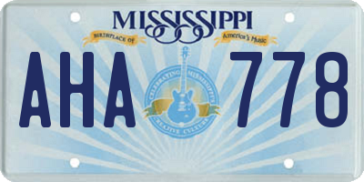 MS license plate AHA778