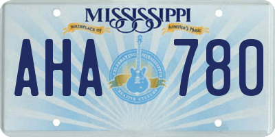 MS license plate AHA780