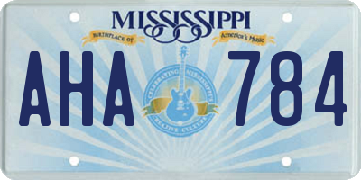 MS license plate AHA784