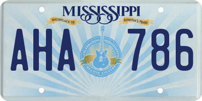 MS license plate AHA786