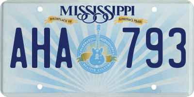 MS license plate AHA793
