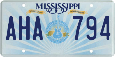 MS license plate AHA794