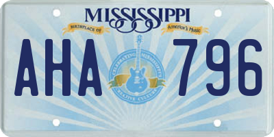 MS license plate AHA796
