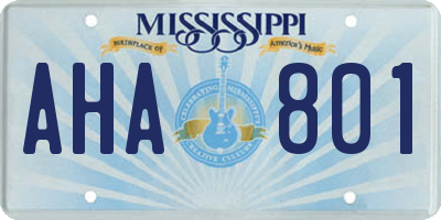 MS license plate AHA801