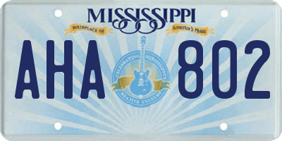 MS license plate AHA802