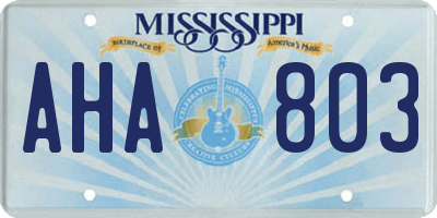 MS license plate AHA803