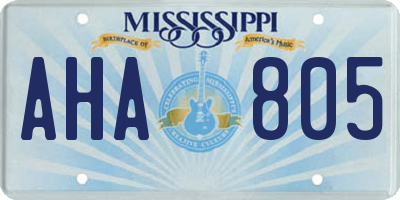 MS license plate AHA805