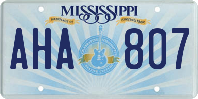 MS license plate AHA807