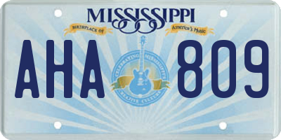 MS license plate AHA809
