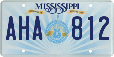 MS license plate AHA812