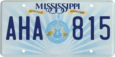 MS license plate AHA815