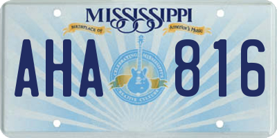 MS license plate AHA816