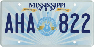 MS license plate AHA822