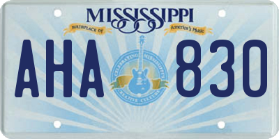 MS license plate AHA830