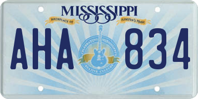 MS license plate AHA834
