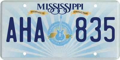 MS license plate AHA835