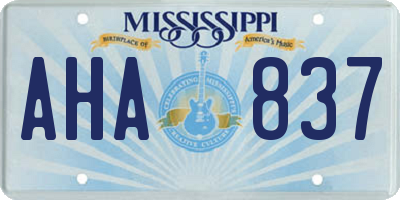 MS license plate AHA837