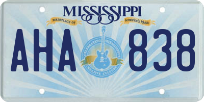 MS license plate AHA838