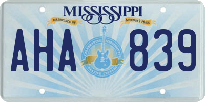 MS license plate AHA839