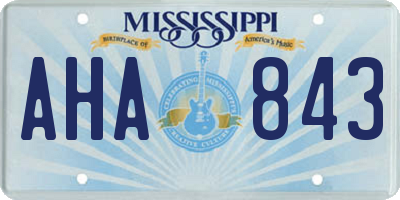 MS license plate AHA843