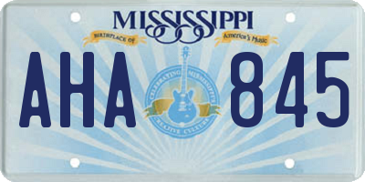 MS license plate AHA845