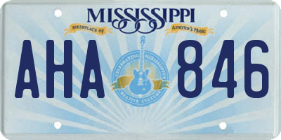 MS license plate AHA846