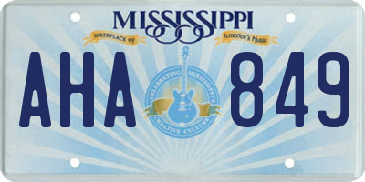 MS license plate AHA849