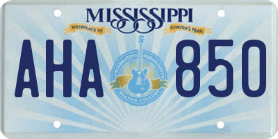 MS license plate AHA850