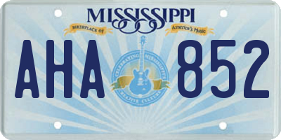 MS license plate AHA852