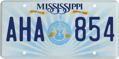 MS license plate AHA854