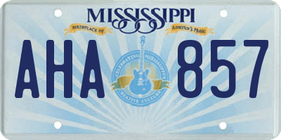 MS license plate AHA857