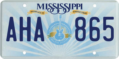 MS license plate AHA865