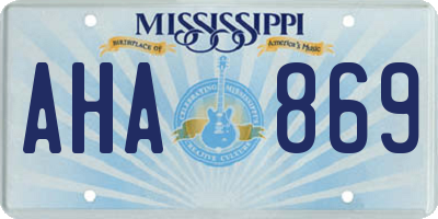 MS license plate AHA869