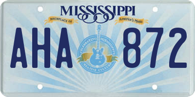 MS license plate AHA872