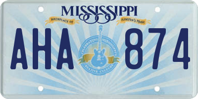 MS license plate AHA874