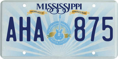 MS license plate AHA875