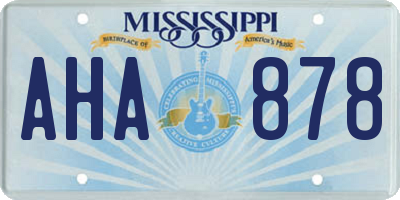 MS license plate AHA878