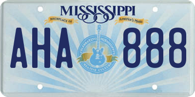 MS license plate AHA888