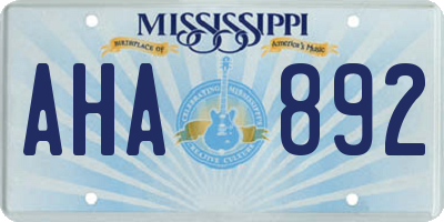 MS license plate AHA892