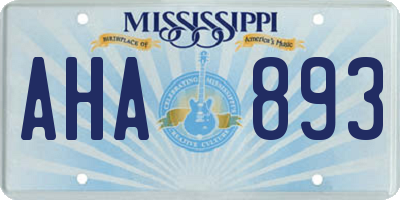 MS license plate AHA893