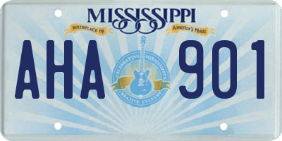 MS license plate AHA901