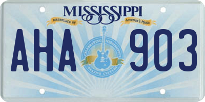 MS license plate AHA903