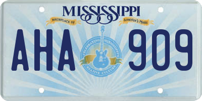 MS license plate AHA909